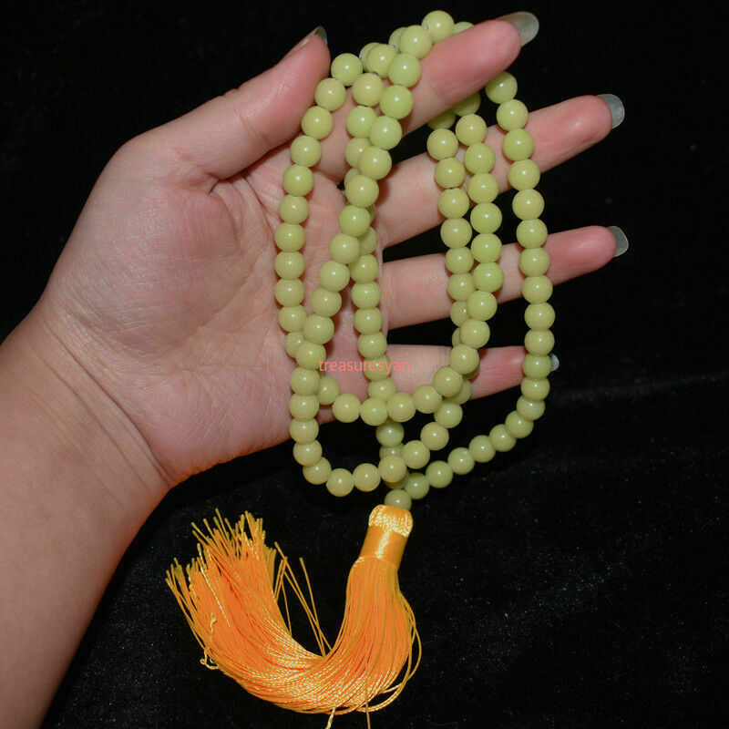 108pcs Natural Luminous Green Fluorite Beads Glow In The Dark Chain Tassel 8MM