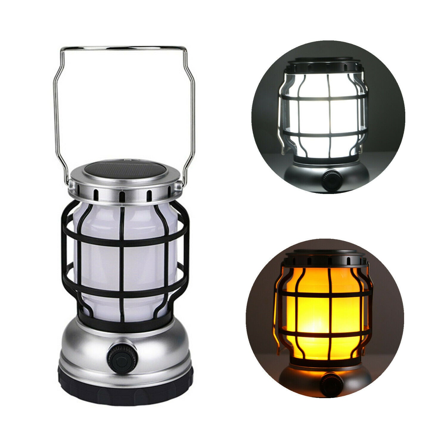 Solar Powered Retro Kerosene light Camping Lamp Flame Light Portable Lantern