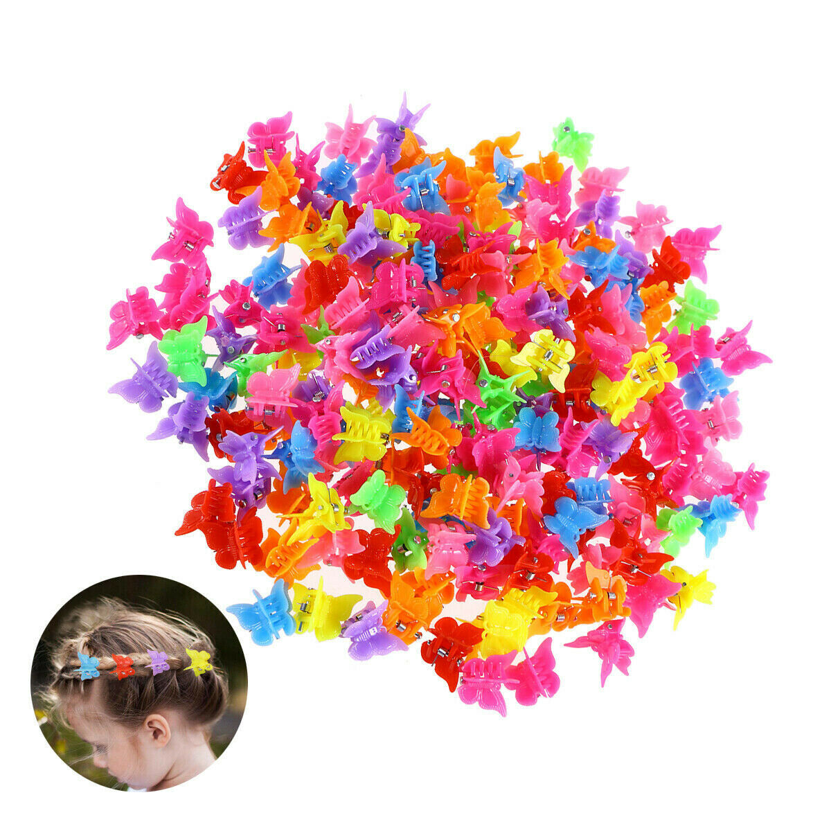 20 Packs Assorted Color Butterfly Hair Clips Women Girls Beautiful Mini New