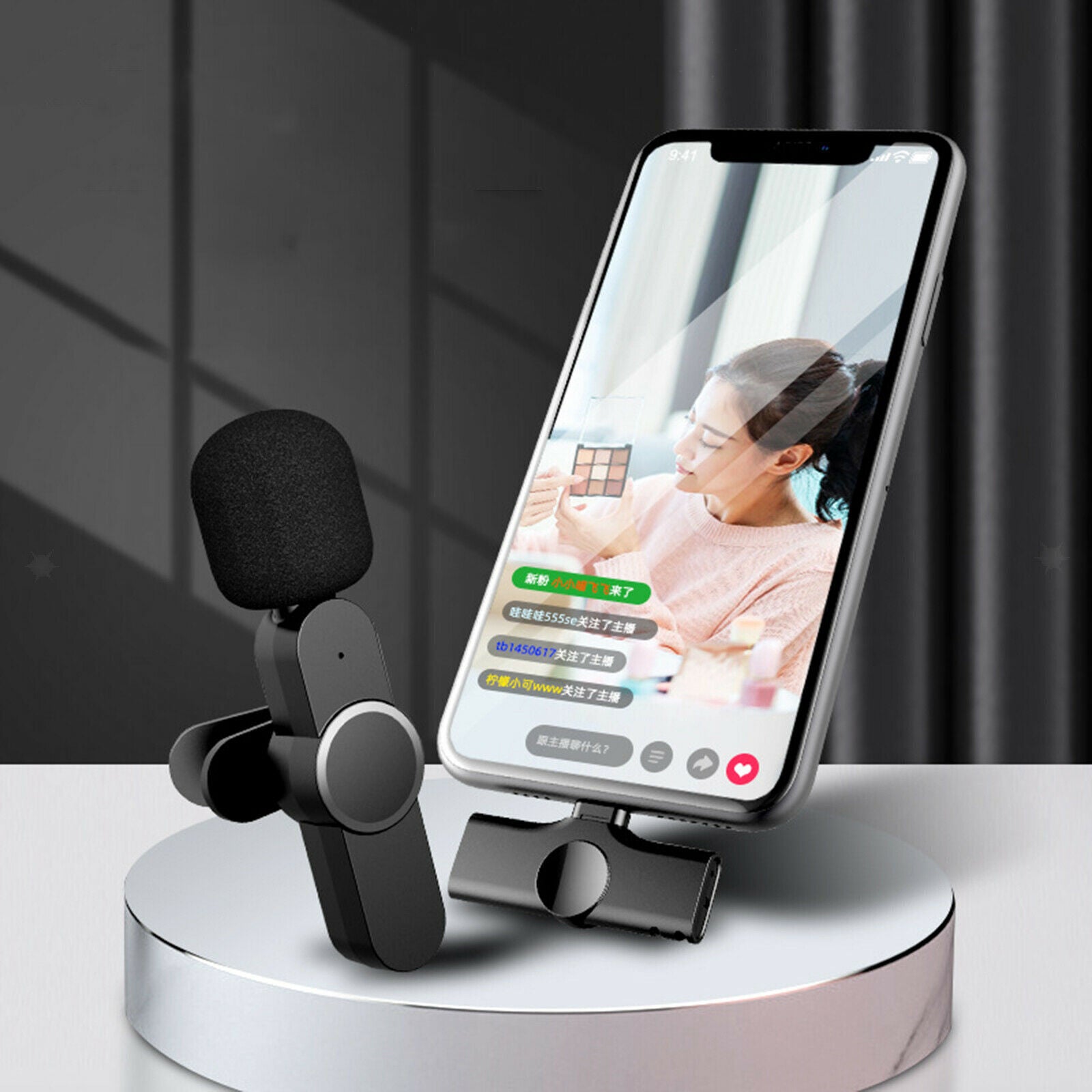 Wireless Broadcast Lavalier Microphone Plug & Play Recording Youtube Mic