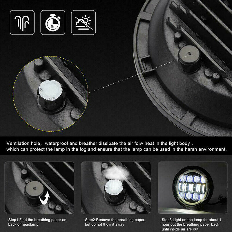 7 Inch LED Headlights DRL Hi/Lo Beam 55W 35W Ring Amber Angel EyeB'JIN VPDFAU