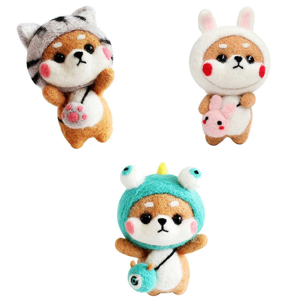 3pcs   Lovely   Animal      Felting   Kit   with   Basic