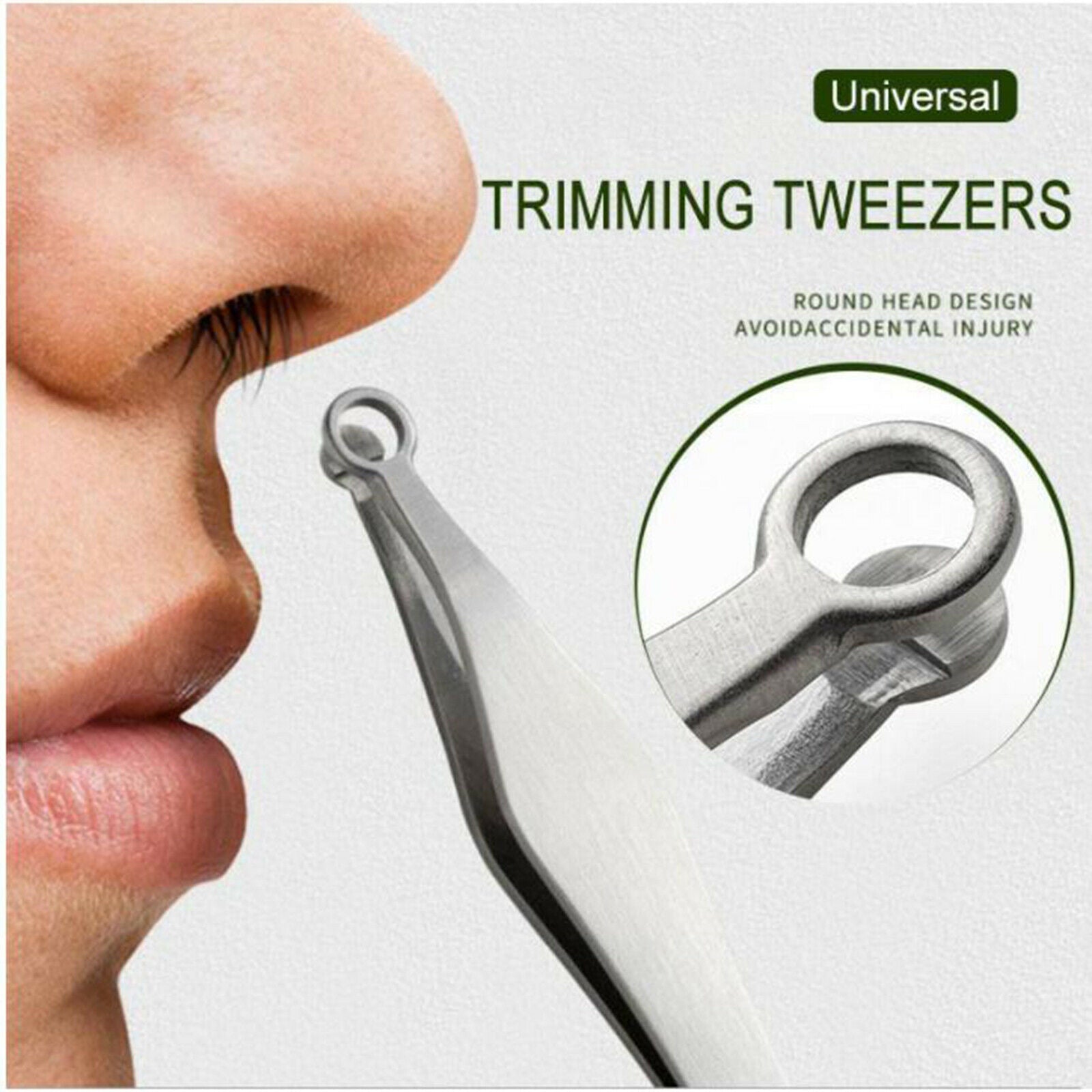 2Pcs Professional Nose Hair Trimming Tweezers Round-tipped for Men Women