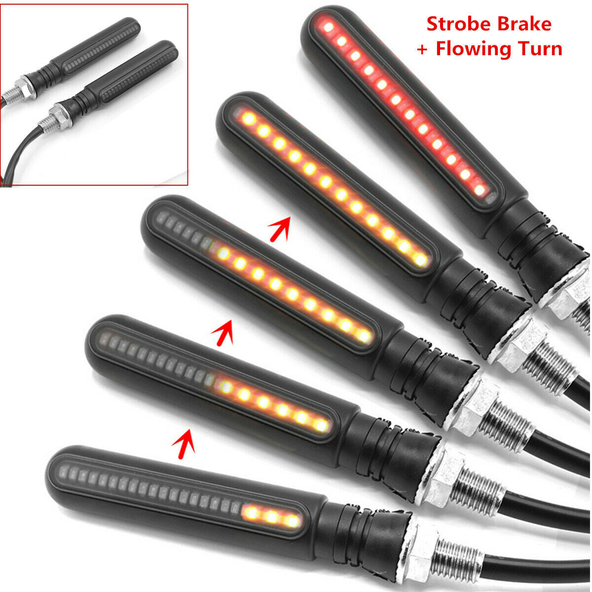 2x Dual Colors 24LED Brake Tailight Flasher Strobe Flowing Turn Signal Indicator