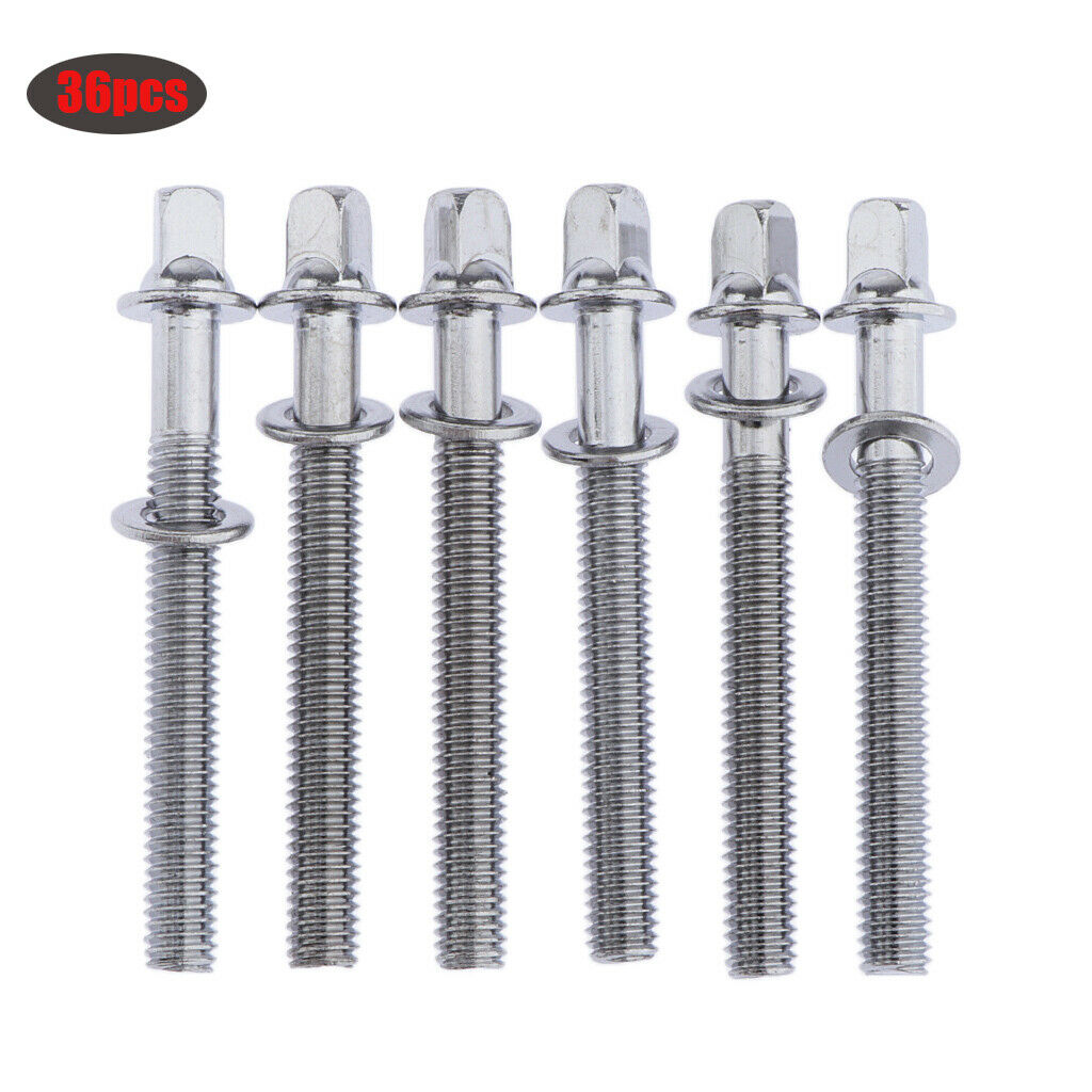 36x 60mm Drum Tension Rods with Washers for Bass Drum Hardware Repalcement