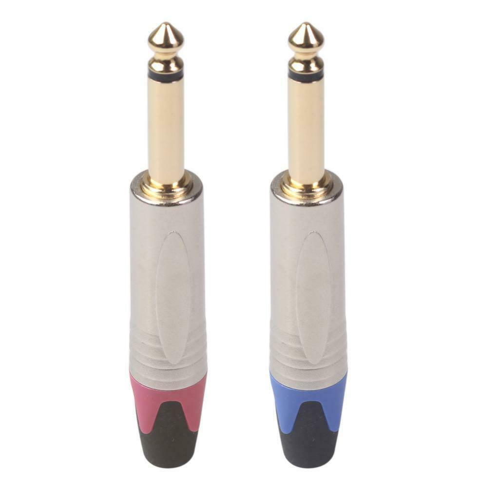 2 Pack 6.35mm Stereo Solder Connector   Plug Microphone Amplifier Accs