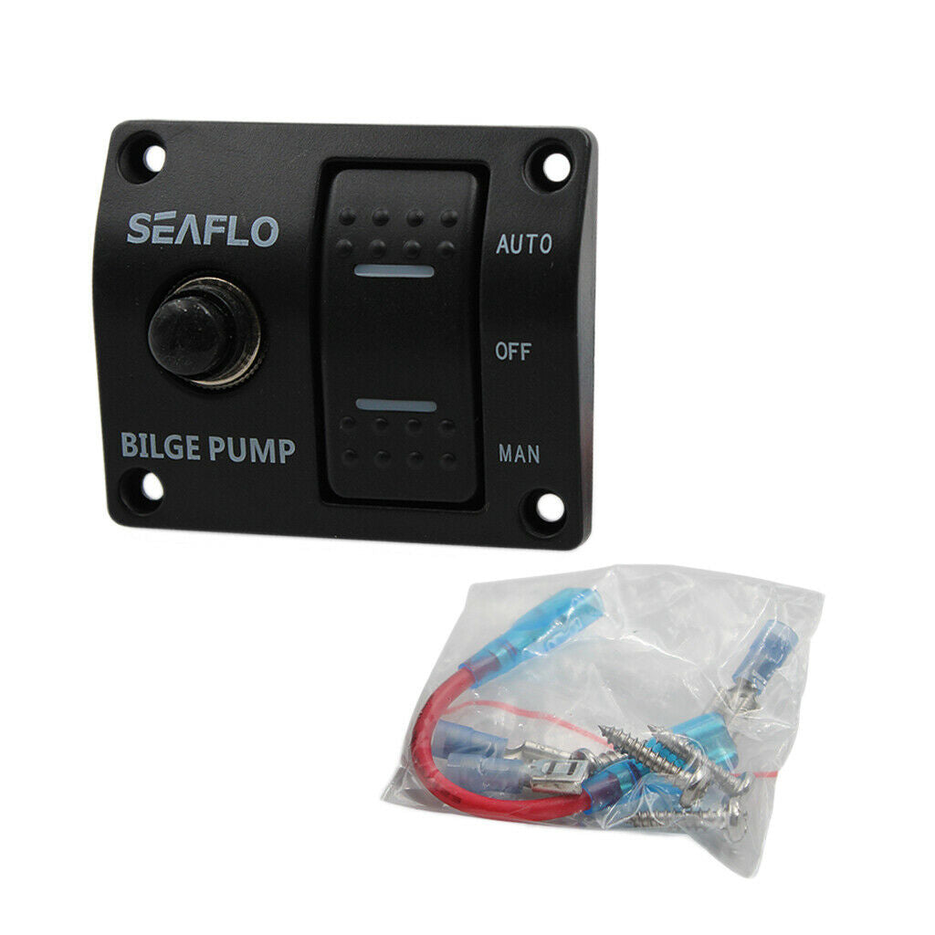 Seaflo Three-Way Bilge Pump Switch Aluminum Panel Automatic Off/Manual 12V & 24V