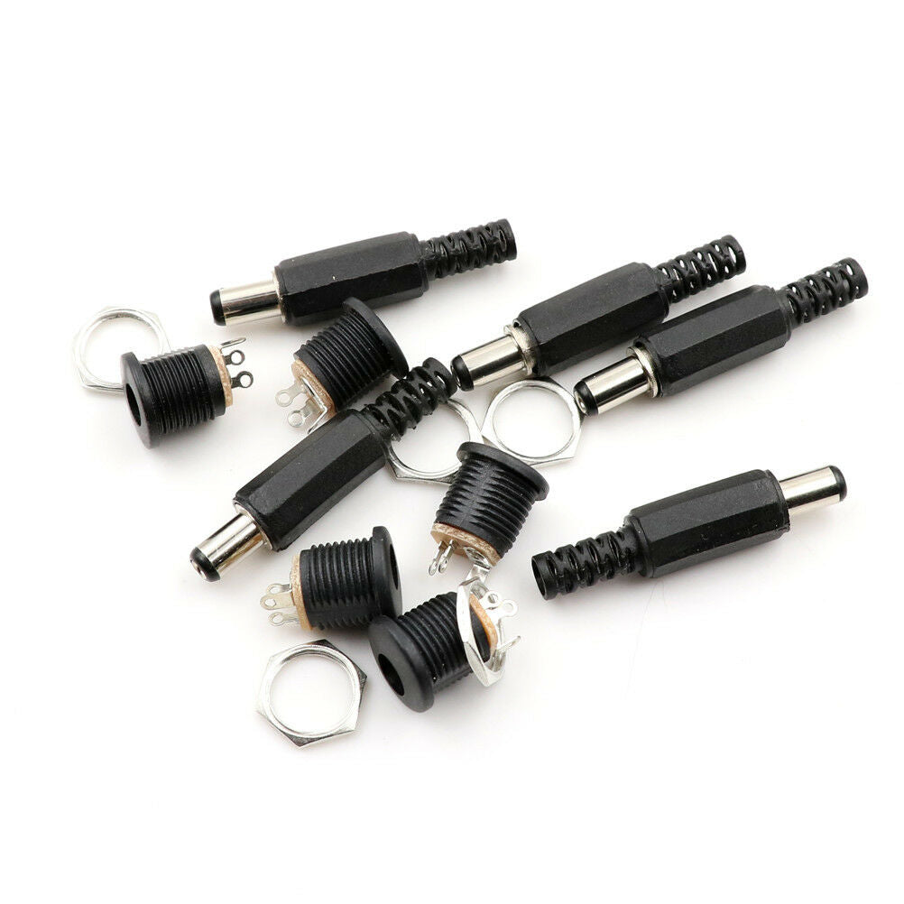 5 Pcs 5.5mm x 2.1mm Male DC Power Plug Connector Screw Lock Female Panel.SoY1