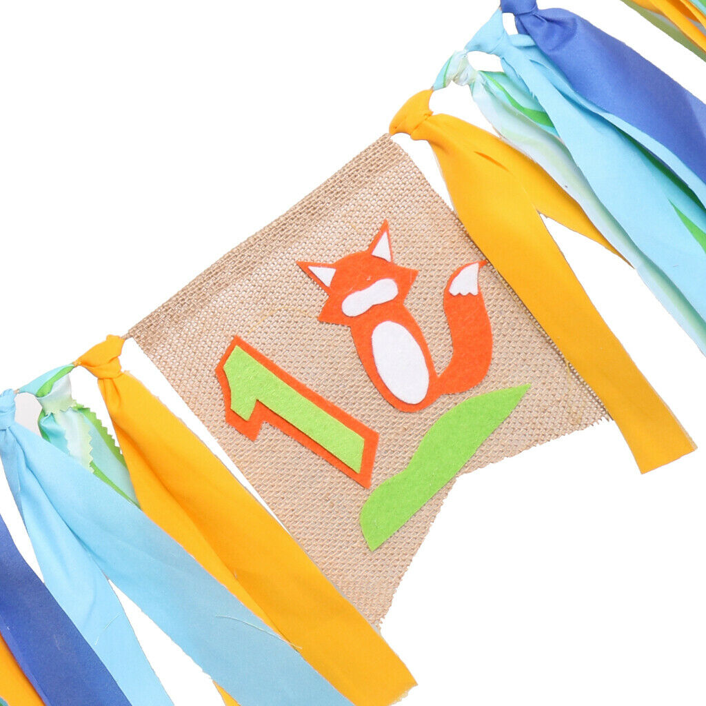 Baby First Birthday lowrie Highchair Banner Rag Tied Home Party Wall Garland