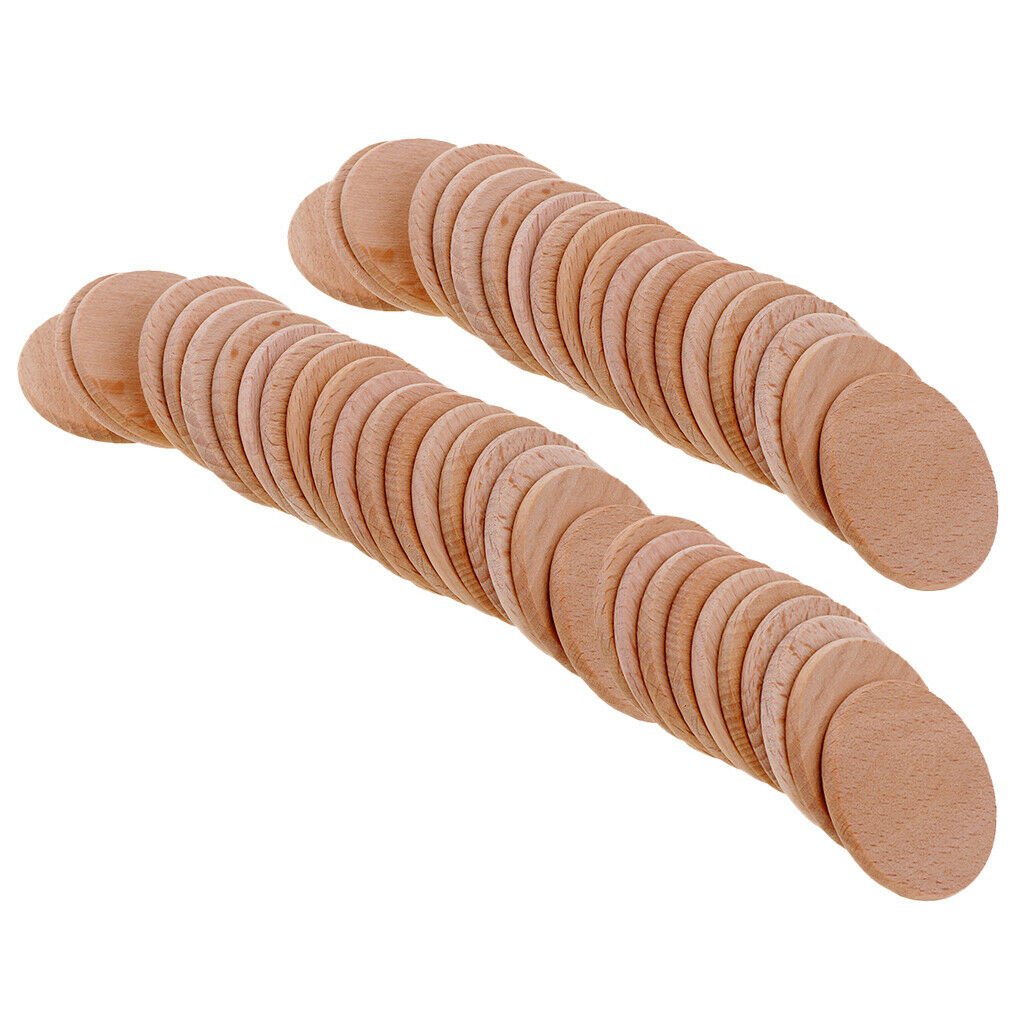 50x Round Wooden Cutout Circles Pieces for Scrapbooking Painting Decors Tags