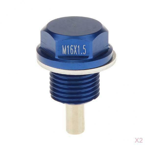 2 Pieces M16X1.5 Anodized Magnetic Engine Oil Pan Drain Bolt Plug for