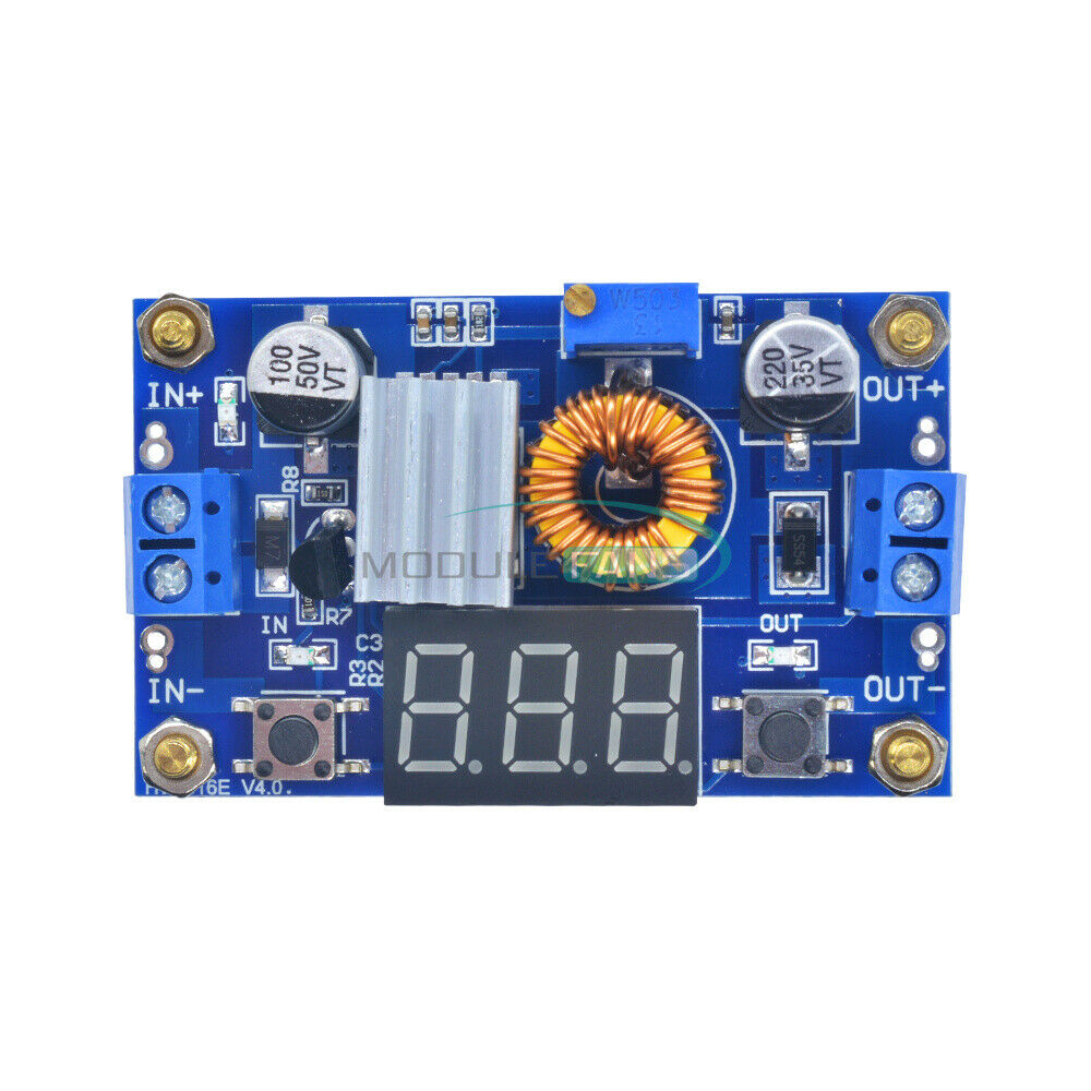 2PCS 5A Power CC/CV Step-down Charge Module LED Driver Adjustable + Voltmeter