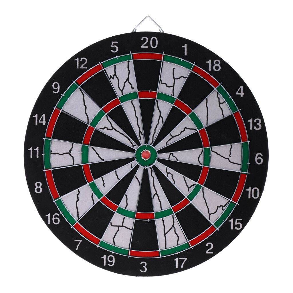 Durable 15" Two Side Printing Dart Board   + 6 Darts for Darts Game