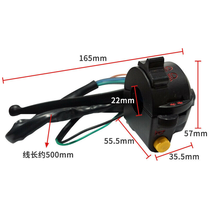 7/8" 22MM Motorcycle Handlebar Horn Button Fog Light Switch w/Handle Brake Lever
