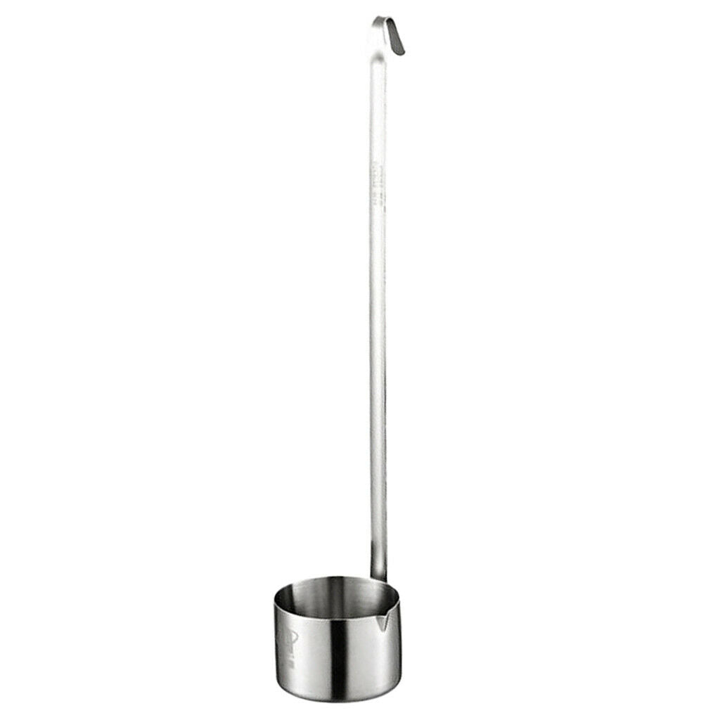 Stainless Long Handle Pouring Hanging Wine Dipper Sauce Ladle W/Hook 250ml