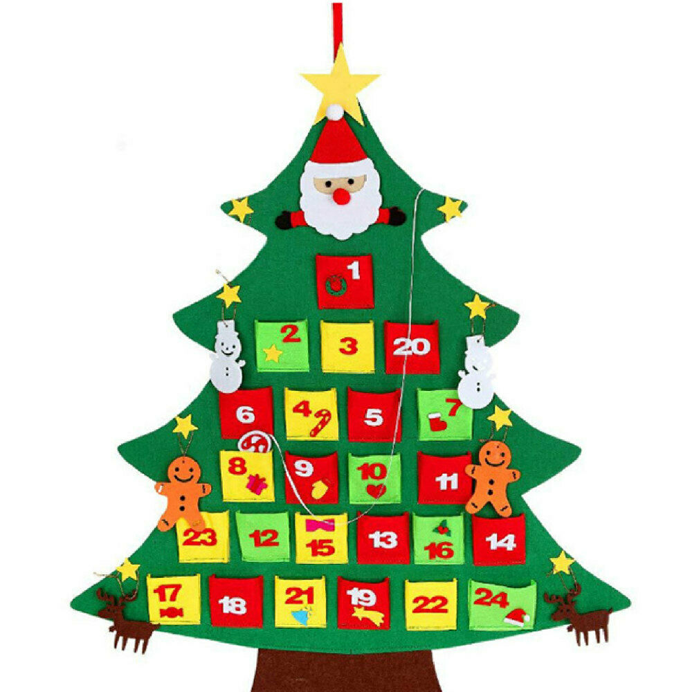 Christmas Advent Calendar Wall Hanging DIY Countdown w/Pockets Xmas Decor New.