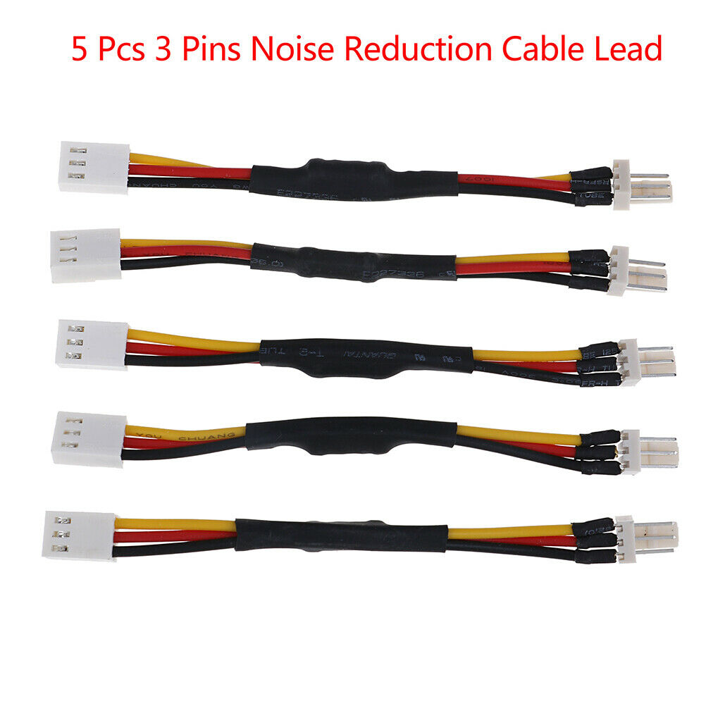 5Pcs 3Pins noise reduction cable lead for PC cooling fan ZYDD