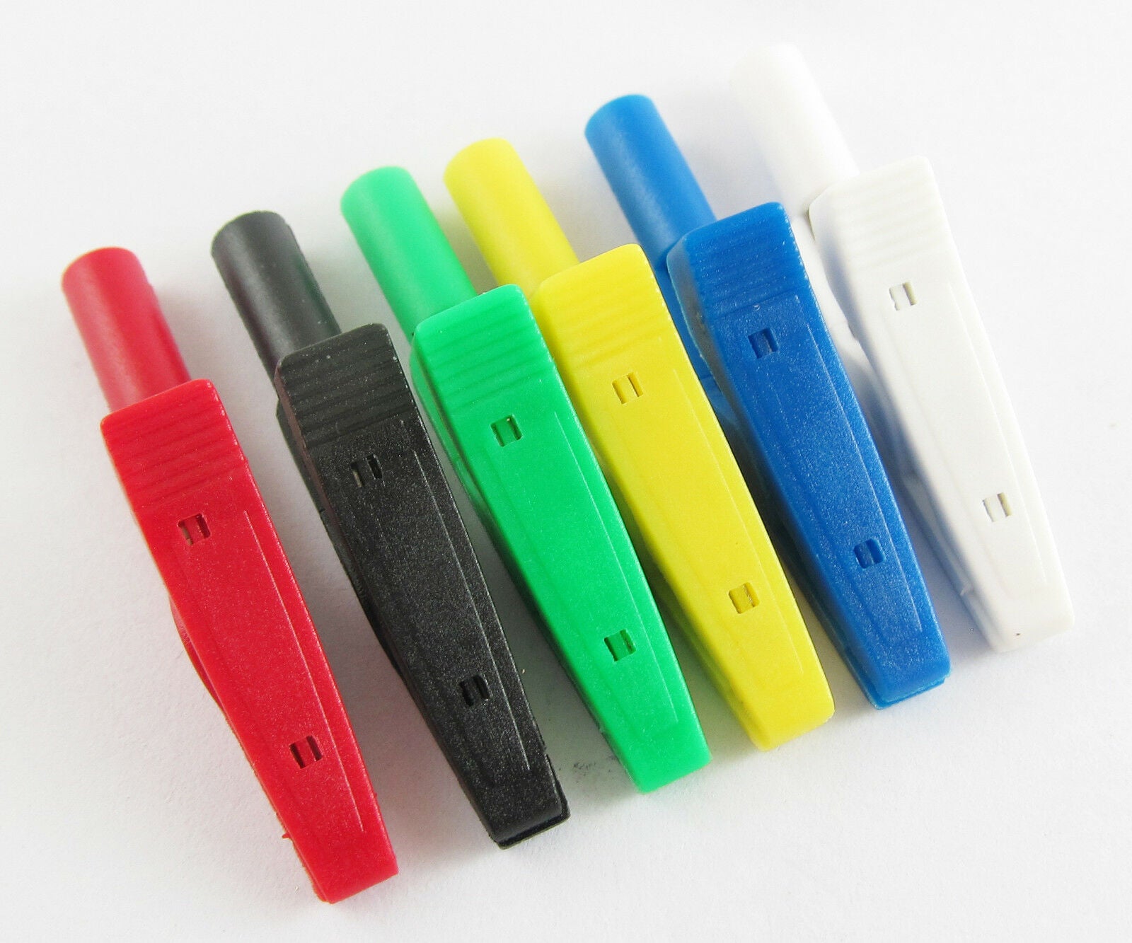 6pcs Full Insulated Alligator Clip to 2mm Banana Female Test Adapter 6 Colors