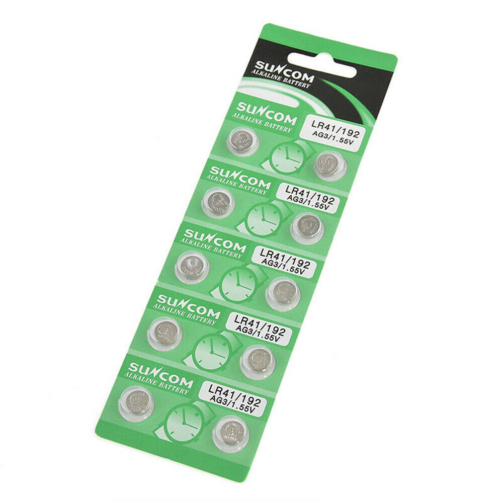 10Pcs AG3 SG3 LR41 192 1.55V Alkaline coin Button coin Cell Battery Suncom CA