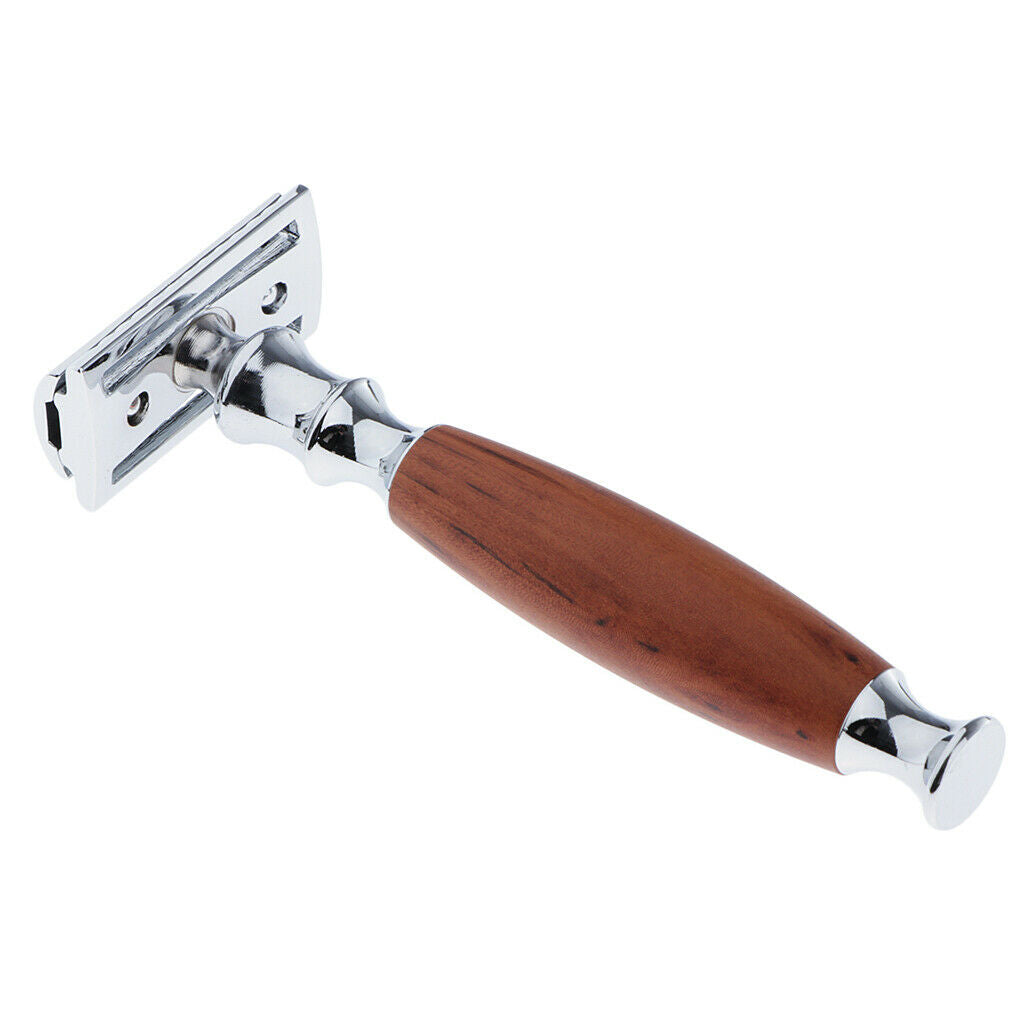 2 lot Wood Handle Classic Safety Razors Double Edge Shaver facial Tool