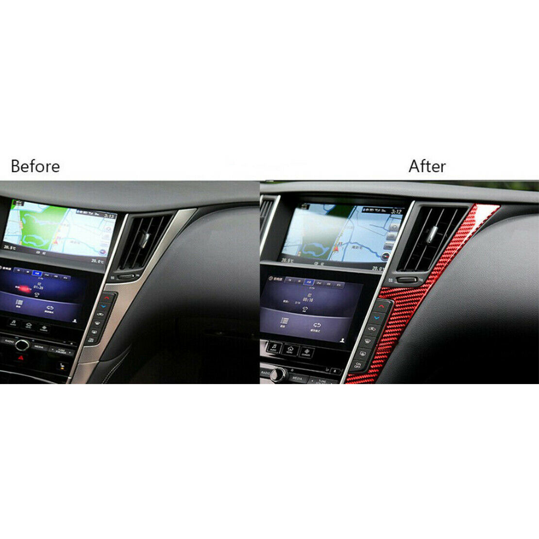 Carbon Fiber Center Console Panel Cover Trim fit for Infiniti Q50 Q60 14-19 New
