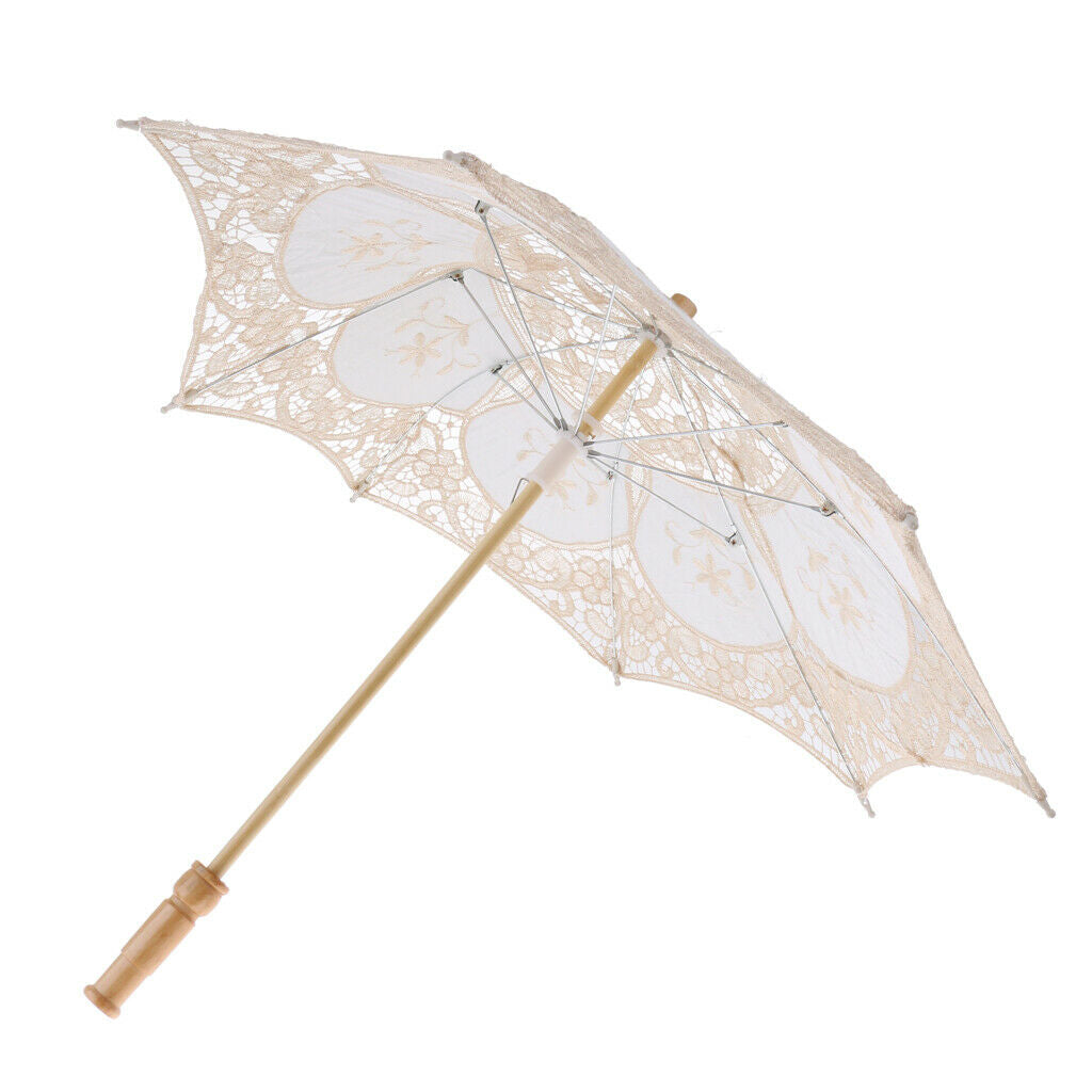 Handcraft Mini Lace Flower Umbrella Parasol Wedding Party Decor Prop Apricot