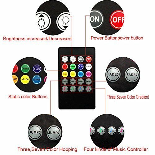 12LED 7 Colorful Remote Control Ambient Foot well Lighting Car Interior Parking