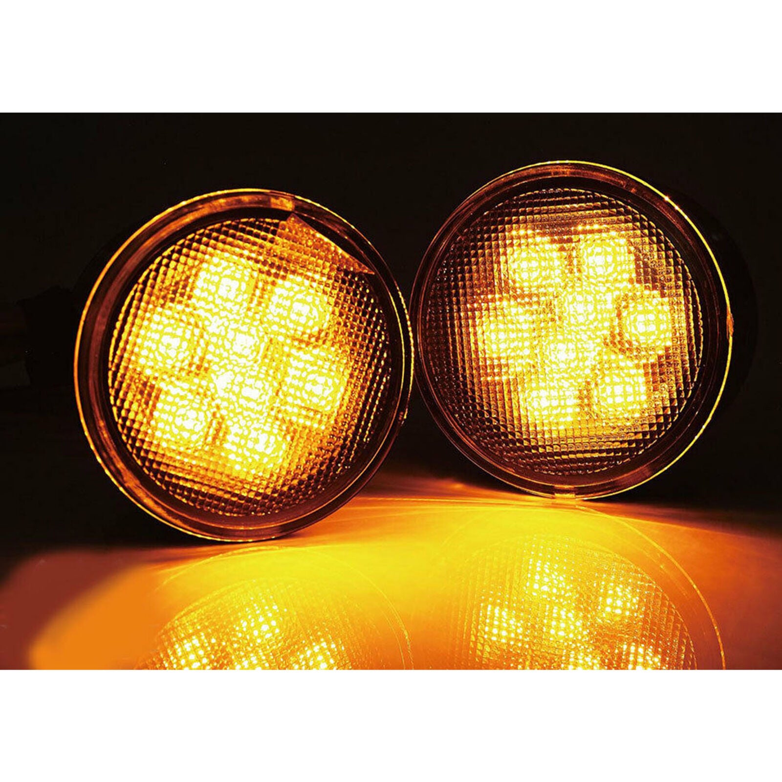 2X Front Grill Turn Signal Light LED Amber for Jeep for Wrangler JK 2007-2017 CI
