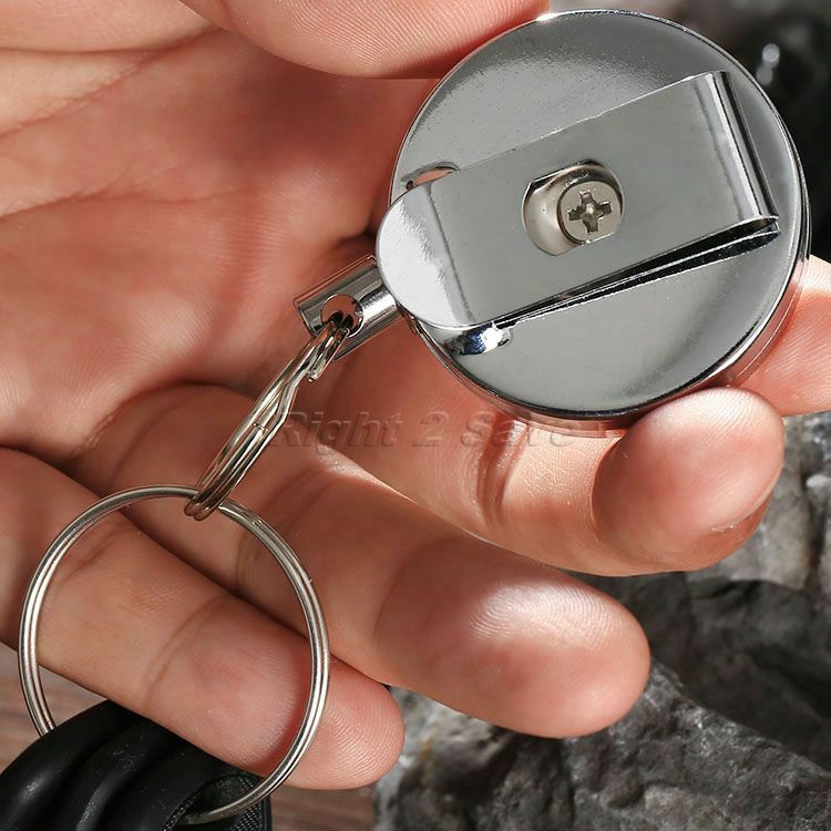 Stainless Steel Retractable Reel Badge Nurse ID Holder Belf Clip Keychain EDC