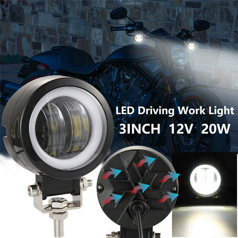 3.2Inch 20W Waterproof Round LED Work Light Bar 6500K For Motorcycle Offroad Tt