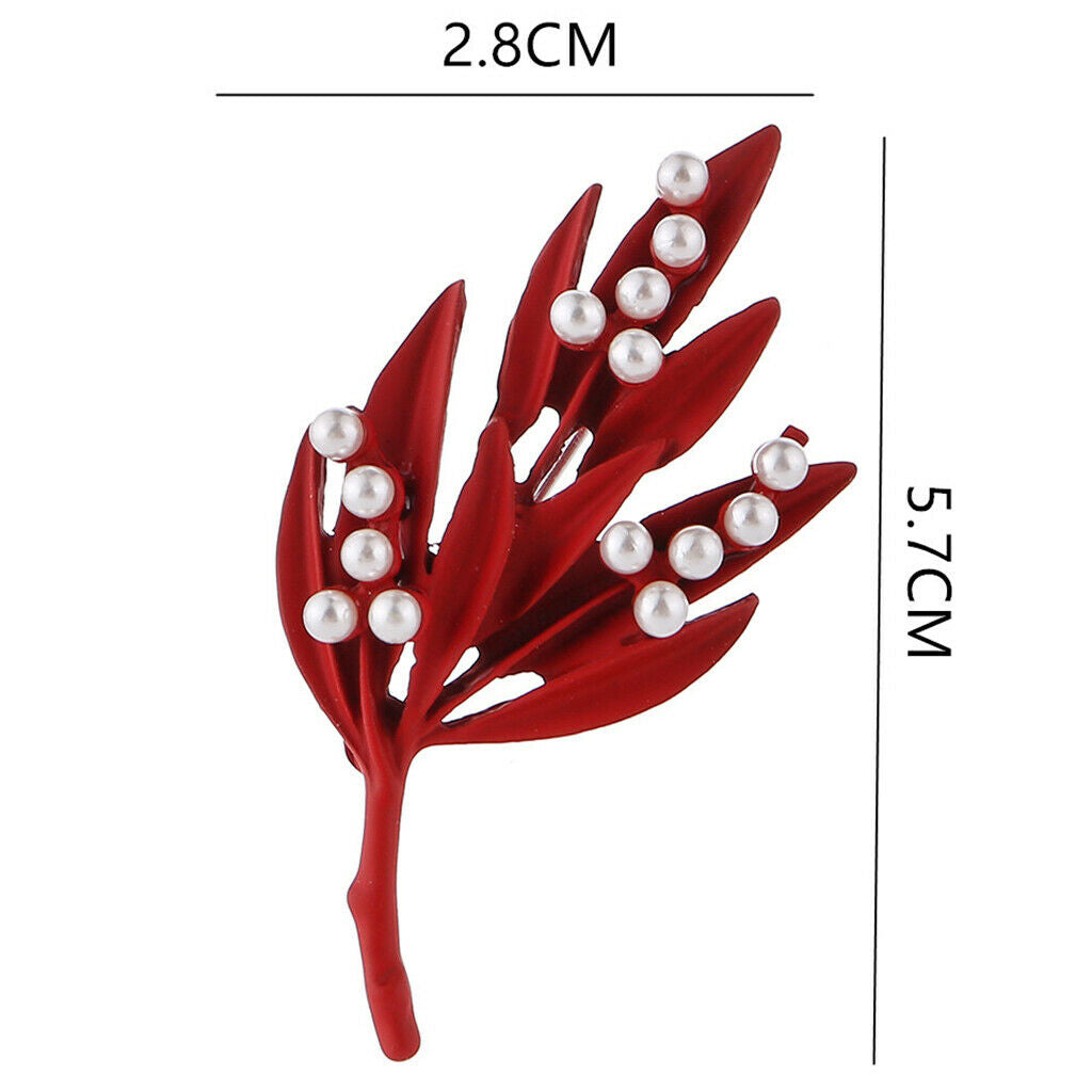 Fashion Women Leaf Brooch Breastpin Corsage for Party Proms Red