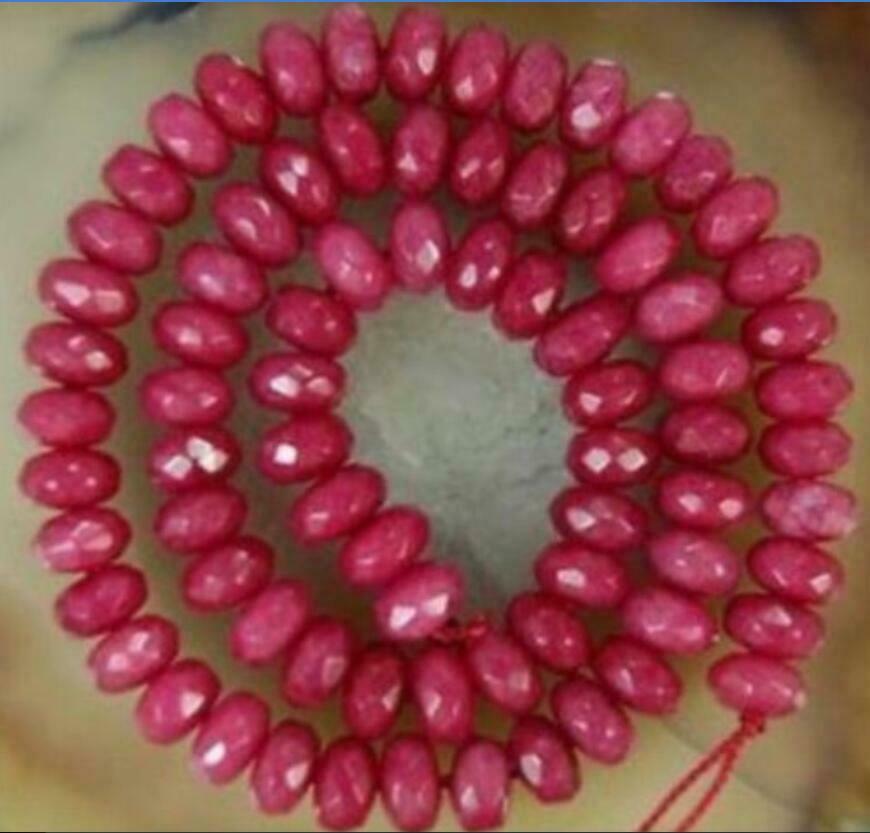 Wholesale 5 Strands 5x8mm Brazilian Ruby Abacus Gem Loose Bead 15"