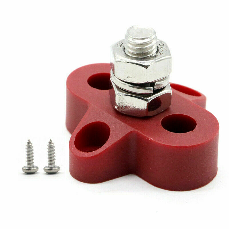Red 48V DC Bus Car Boat RV Caravan Single Heavy-Duty Terminal Studs M8 (5/16")