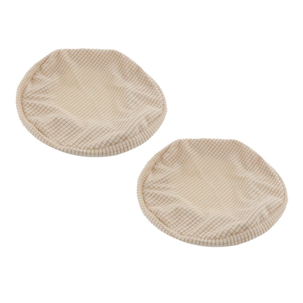 2x Elastic Bar Stool Covers Round Rotatable Chair Seat Top Slipcovers Beige