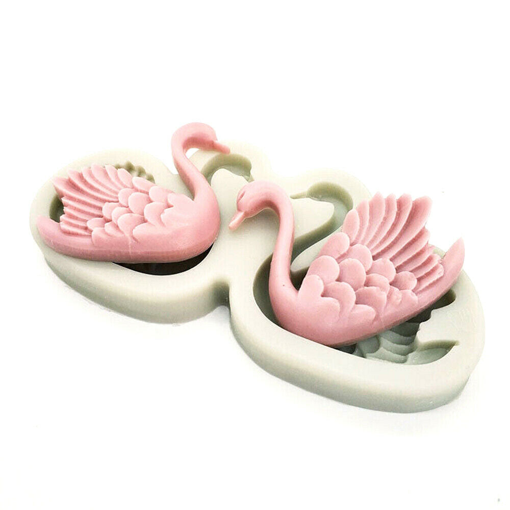 2 Swan Silicone Mould Fondant Cake Sugarcraft Mold Wedding Chocolate Baking Tool