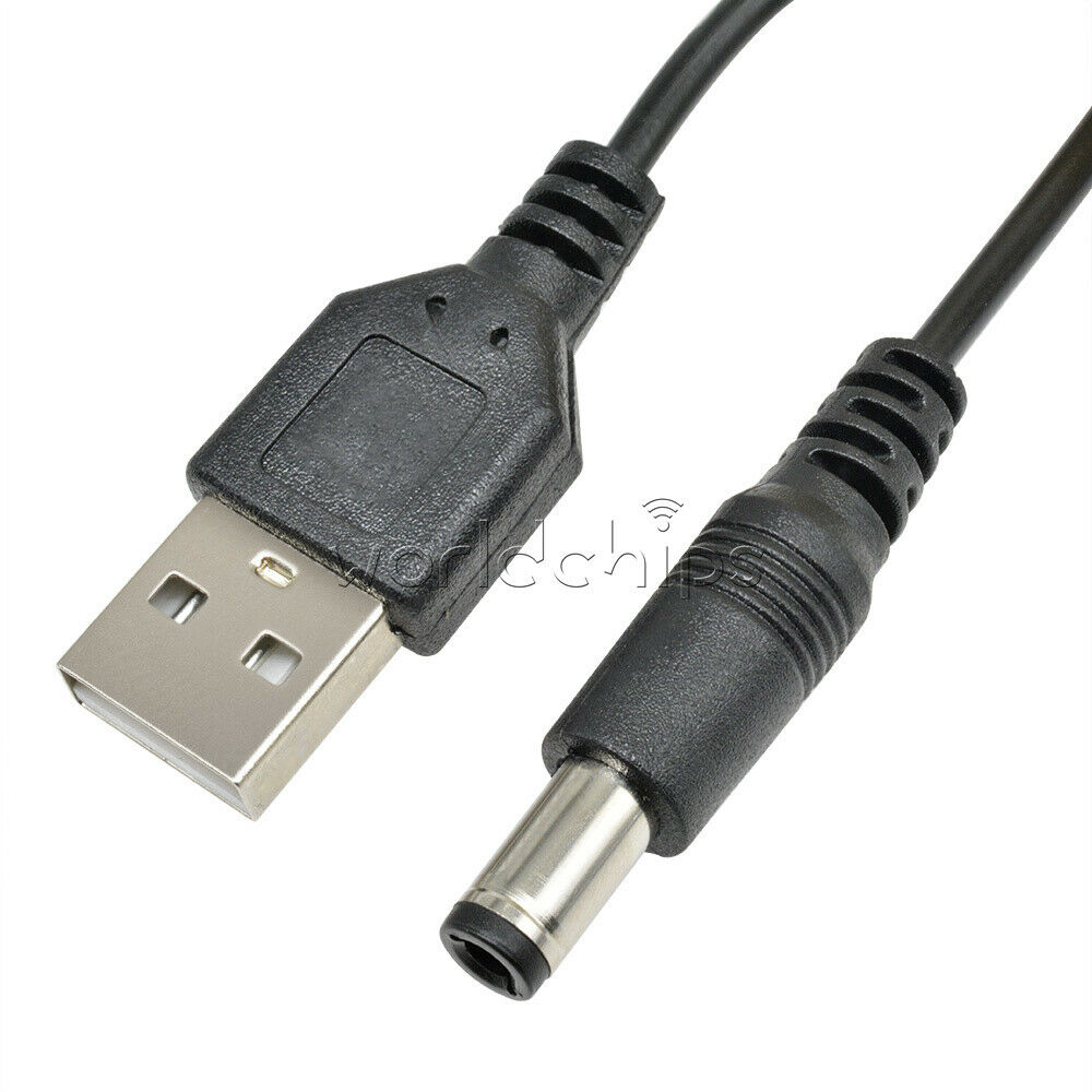 2pcs USB 2.0 to DC 5.5mm X2.5mm USB to power line Cable MCU Power supply