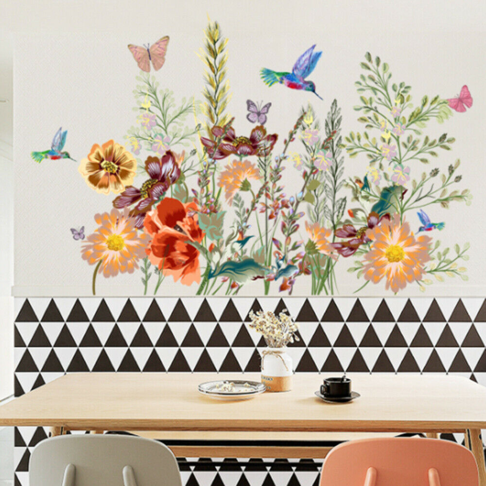 Butterfly Flowers Wall Stickers Kingfisher Living Room Bedroom Wall Decals Decor