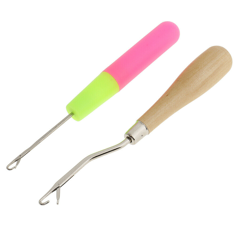 2pcs Latch Hook Crochet Needle Hair Extension Rug Making Knitting Interlock
