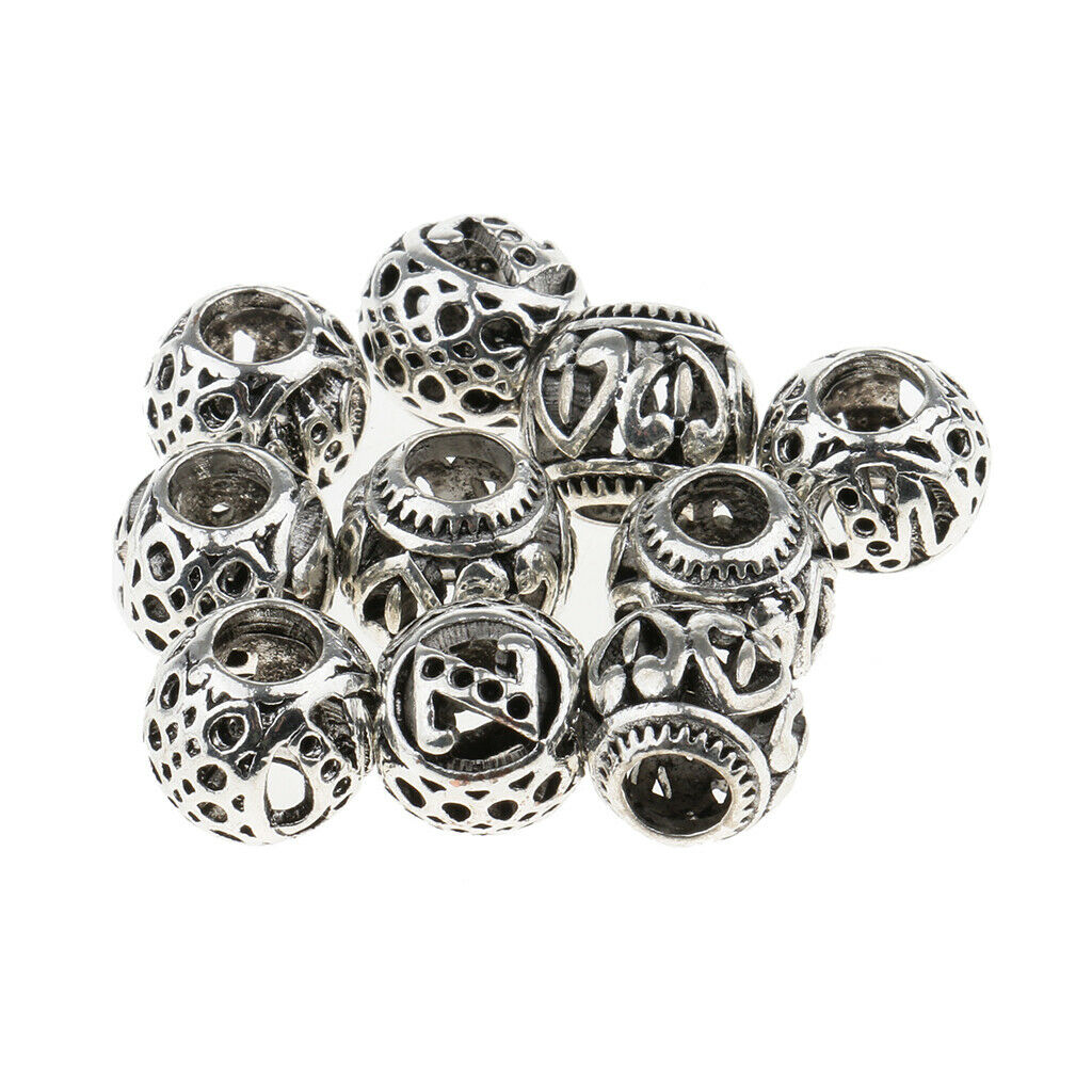 10 Pieces Dreadlock Hair Beads Braiding Pins Rings Cuff Clips Jewelry Loose