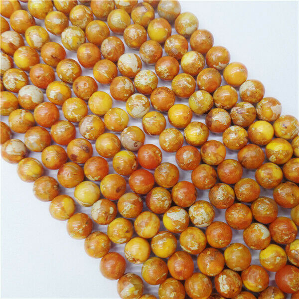 1 Strand 6mm Yellow Sea Sediment Jasper Rondelle Round Ball Beads 15.5" HH8913