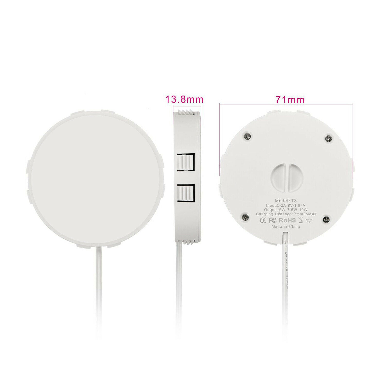 Qi TWS Embedded Wireless Charger for All Phones Restaurant Bar Marble Tables