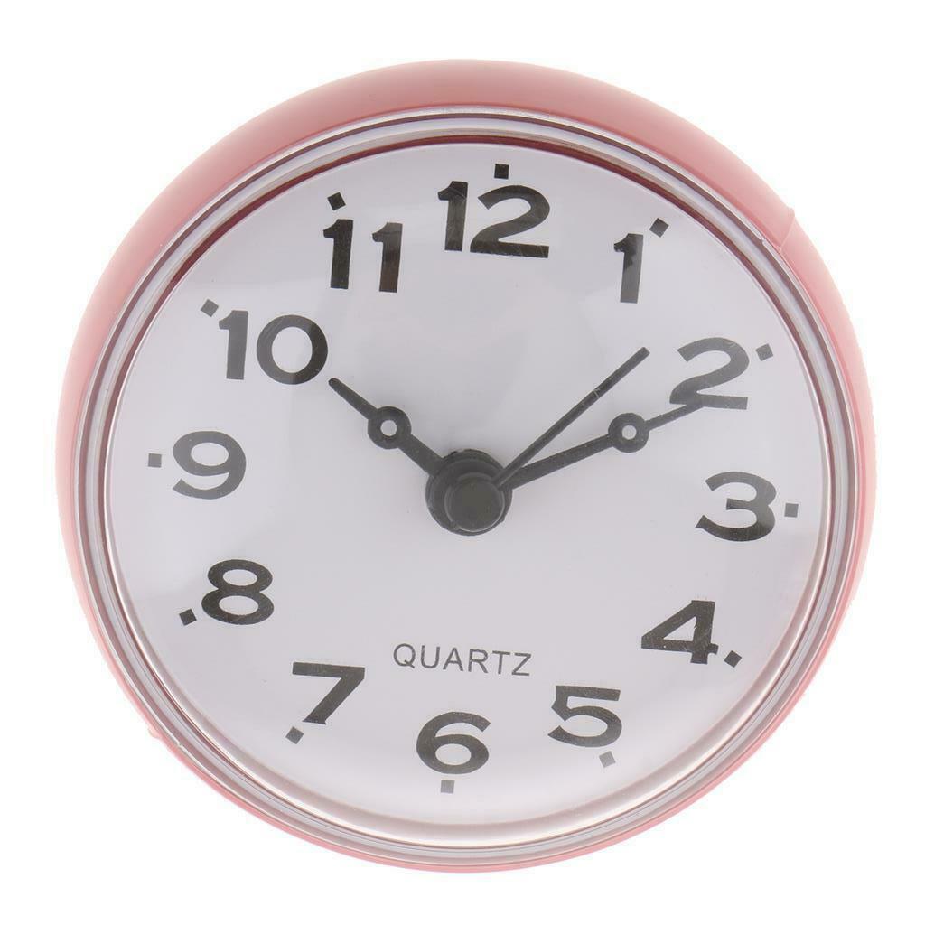 Waterproof Bathroom Shower Wall Clock with Suction Cup  Pink