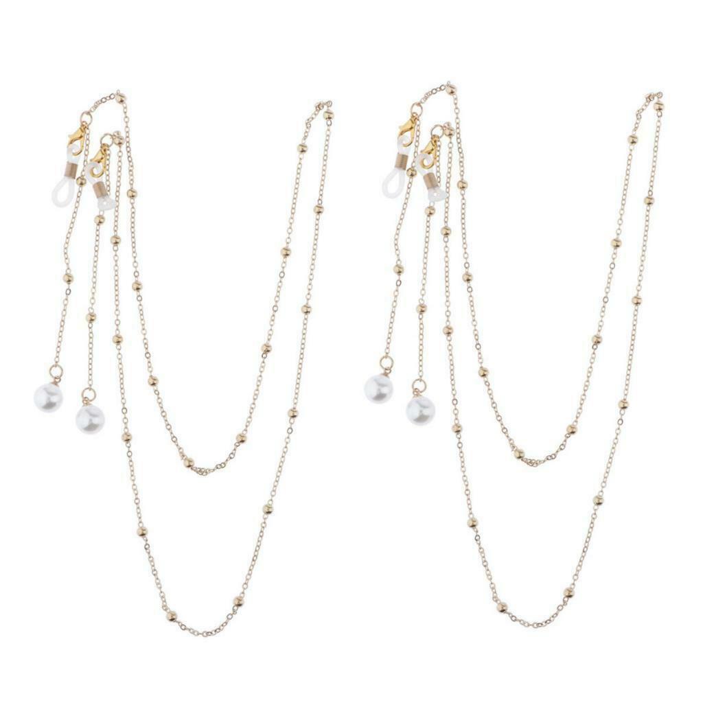 2 Packs Trendy Beaded Women Eyeglasses Chains Cord Retainer Spectacles Strap