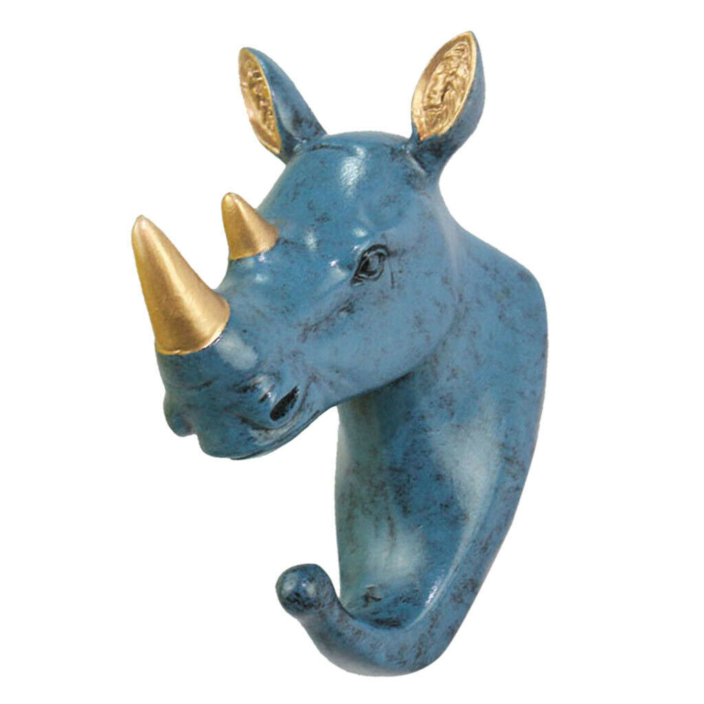 Animal  Royal Blue   Decorative Wall Hook   f/ Club Wall Ornament Rhinoceros