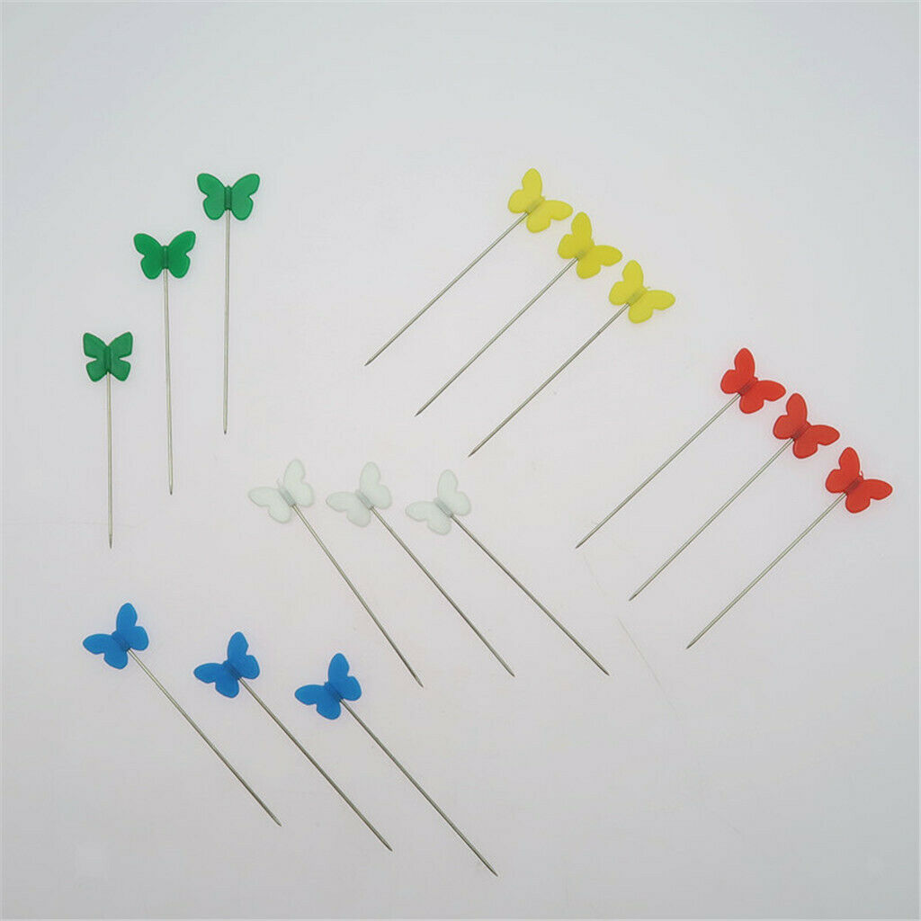 Colorful Butterfly Head Pins, 100Pcs Sewing Dressmaking Wedding Quilting