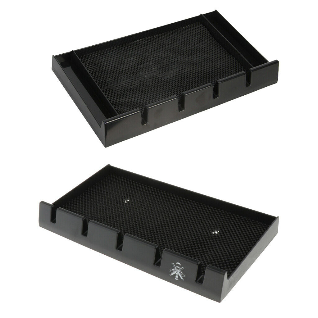 2 Packs Station Hair Clipper Cutter Tray Brushes Rack Black w/ Suction Cup