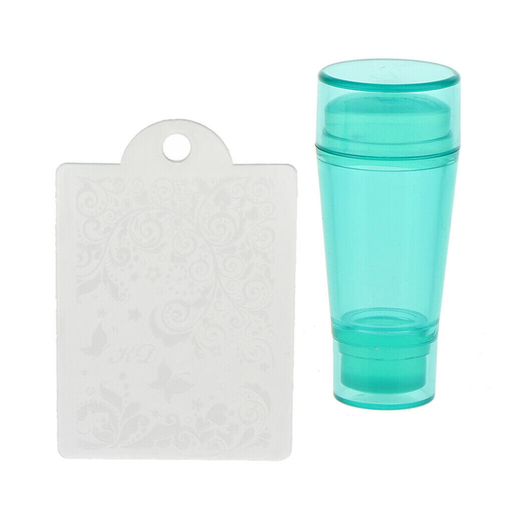 Nail Art Stamping Stamper Kit With Image Plate Manicure Tool DIY Green