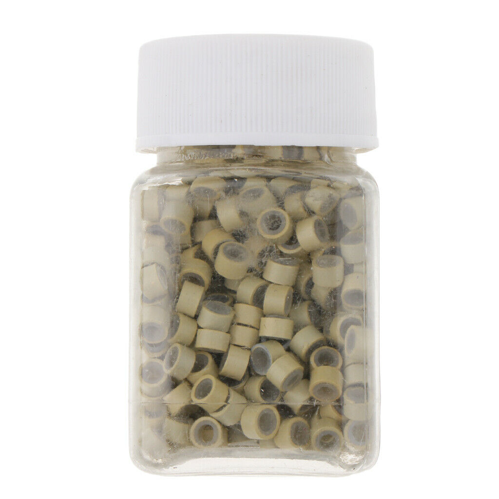Pack 1000 Silicone Lined Micro Rings Links Beads for Bonded Tipped Hair