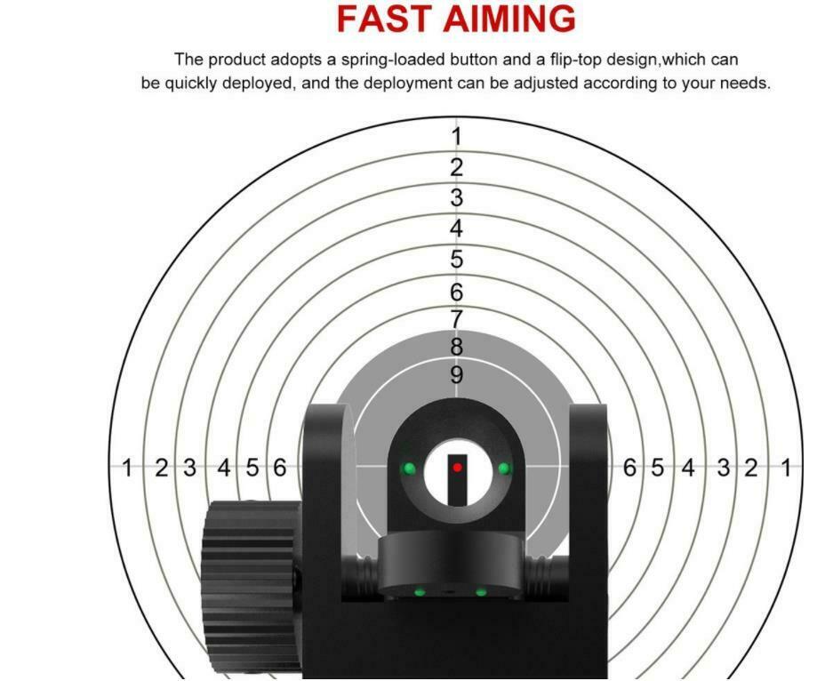 Front Rear Flip Up 45 Degree Offset Rapid Transition Backup Iron Sight-Black