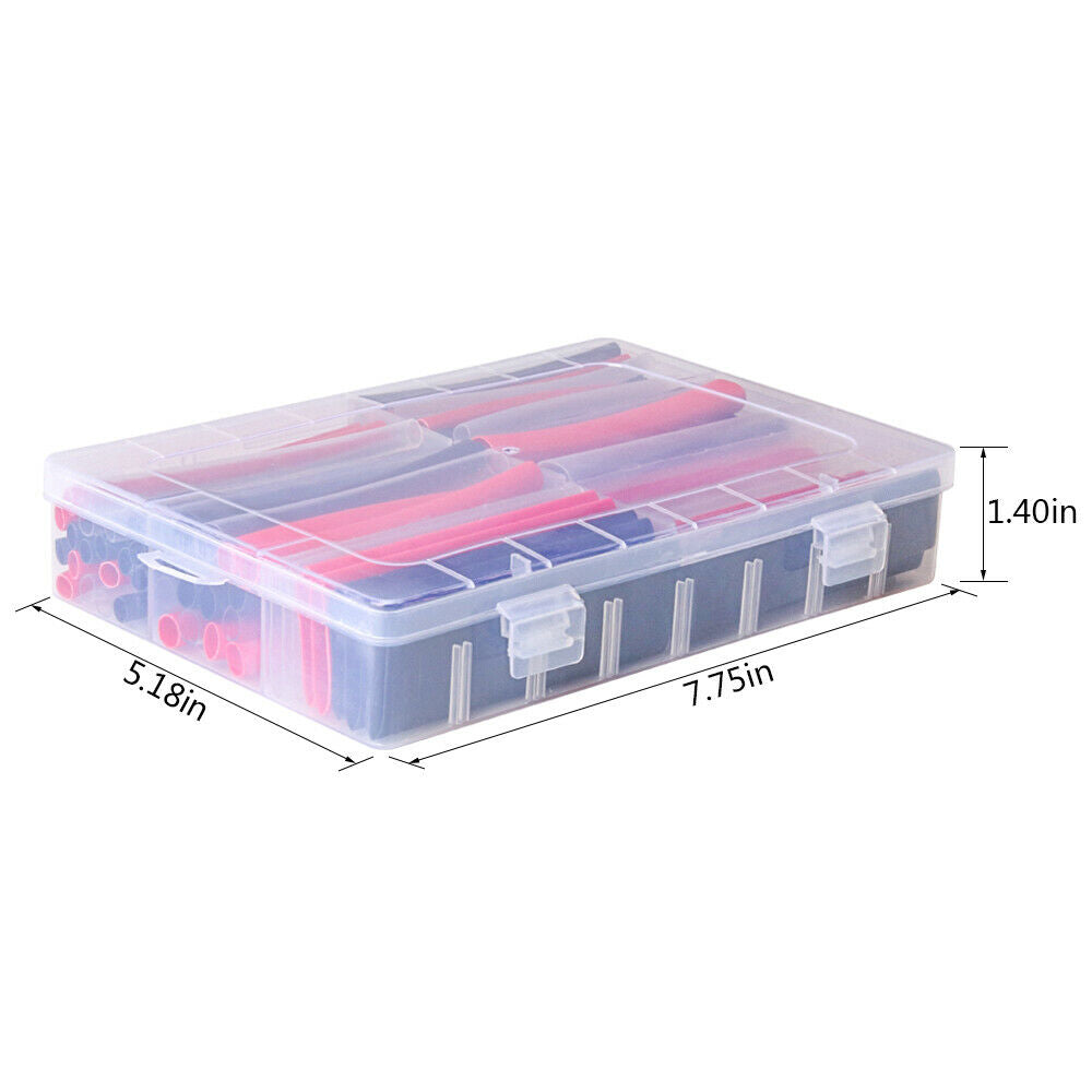 100Pcs Heat Shrink Tubing Marine Dual-Wall Adhesive Lined 3:1 Black&Red&Clear